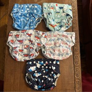 Simple Being pocket cloth diaper set of 5 transportation travel adjustable OS